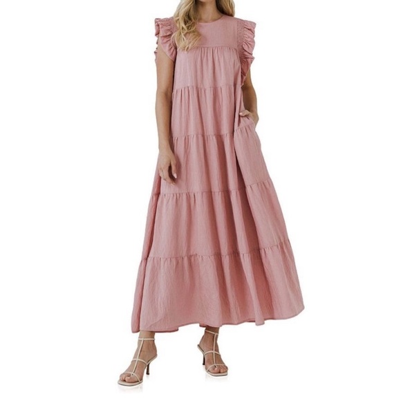 Free the roses ruffle detail mauve maxi size S NWT - Picture 2 of 13